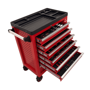Carrinho com 258 Ferramentas Profissionais 7 Gavetas e Armário Lateral Vermelho - T1024 TONNUS